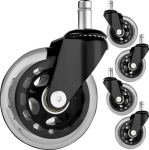 Kummist rattad toolile, 5 tk, mustad