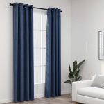 vidaXL linase v&auml;limusega pimendavad kardinad 2 tk sinine 140 x 225 cm
