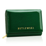 Naiste rahakott,Betlewski, Royal, naturaalne lakitud nahk, roheline v&auml;rv, m&otilde;&otilde;dud 13 x 9,2 x 3,8 cm, RFID tehnoloogia