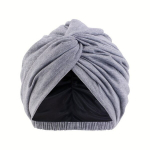 Elastne Kahekihiline Turban, Puhta V&auml;rvi Keerdp&ouml;&ouml;re M&uuml;ts, Siidist Keemiaravietniline Peakatte. variant-36952, Pilka