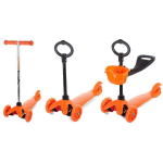 Kolmerattaline t&otilde;ukeratta kahe juhtkangi ja korviga 3in1 apelsin