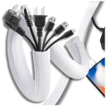 Valge kaabli iluv&otilde;re kate kaablite korraldaja juhtmetele