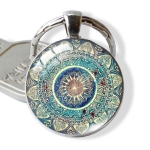 Mandala Lill Jooga V&otilde;tmehoidja Kaelakee Vintage Kott V&otilde;tmer&otilde;ngas., Raktų pakabukas