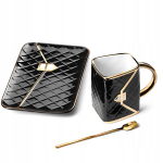 K&auml;ekoti kruusikomplekt koos taldriku ja lusikaga - must