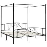 kaheinimese voodi，t&auml;iskasvanu voodi，baldahhiiniga voodiraam, must, metall, 180 x 200 cm CFE7472465