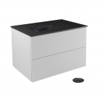 Seinale kinnitatav vannitoakapp kraanikausiga Besco Akya Classic, 76 cm, valge/hall