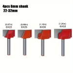 1tk/4tk/5tk/9tk, 6mm varre pindade freesimine puidut&ouml;&ouml; t&ouml;&ouml;riist., 4 vnt (22+25+30+32mm)