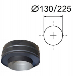 Must adapter, alumine ots (+) isoleeritud korstnale. D-130/225 mm.