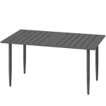 Outsunny aia laud 150x90cm, ilmastikukindel r&otilde;dulaua terasest, r&otilde;du laud koos vihmavarju auguga lamellitud disain v&auml;ljas k&auml;mpingulaud k&uuml;ljelaud, ristk&uuml;likukujuline terrassilaua aia r&otilde;dule musta, Juoda