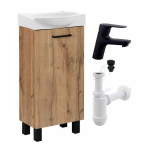 Kapp koos valamuga k&auml;sit&ouml;&ouml; tammepuust vabalt seisev Sigma must segisti sifoon 40cm