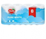 Tualettpaber Ruta Pure White, 8 rulli, kolm kihti