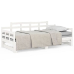 vidaXL v&auml;ljat&otilde;mmatav p&auml;evavoodi, valge, m&auml;nnipuit, 2 x (80-200) cm