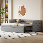 V&auml;ljat&otilde;mmatav diivanvoodi, 90x200 cm, latid, hall, 1 tk