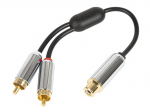 Rca-adapter: pistikupesa - 2 pistikut, metallist, 15 cm kaabel