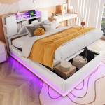 Laste pehme voodi, LED, USB, h&uuml;drauliline, 90x200 cm