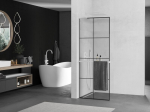 Mexen Kioto+ L du&scaron;inurk riiuliga Walk-in 90 x 200 cm, must ruudustik, valge - 800-090-123-20-77, 90 x 200 cm
