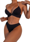 Elegantne push-up kaheosaline ujumistrikoo kettidega Bikiinid Must S &mdash; rannaujumisriided, kuldne bikiinid, basseiniriided, ehtega bikiinid, naiste rannariided, paeltega ujumistrikoo, S