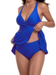 Mooncore Naiste Kaheosaline Push-up Tankini Ujumistrikoo Sinine L &mdash; vormiv ujumistrikoo, naiste tankini, ujumisriided basseini, pushup bikiinid, kaheosaline bikiinikomplekt, moodne tankini, kleit-ujumistrikoo, L