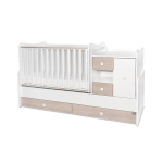 Muundatav lastevoodi Lorelli MiniMAX New, 60x120/72x190 cm, valge/ambra v&auml;rvi