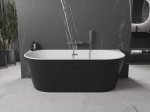 Mexen Oval vabalt seisev seinaga vann 160 x 80 cm, valge/must, &uuml;levool gunhall harjatud - 52671608075-66