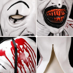 Valge Klounimask Horror Kost&uuml;&uuml;m Terrifier Hirmutav Realistlik Lateks &mdash; halloween mask, klouni kost&uuml;&uuml;m, cosplay aksessuaarid, lateksmask, kost&uuml;&uuml;mipidu, &otilde;udusfilmi aksessuaarid, art clown mask