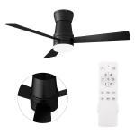 Laeventilaator LED-valguse ja puldiga, 132 cm, must