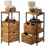 &Ouml;&ouml;kapp, magamistoa laud, kummut, 2 sahtlit, pruun, loft-stiilis, retro, 80 cm