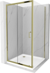 Mexen Apia liugustega du&scaron;ikabiin 130 x 90 cm, l&auml;bipaistev, kuldne + Flat du&scaron;ialus, valge - 840-130-090-50-00-4010G