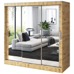 L&uuml;kandustega riidekapp peeglitega riiulite ja riidepuudega Belvedo Karl Artisan Oak 200 x 200 cm komplekt