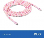 Club3D Lifestyle USB-C Perlen-Kabel PD60W 480Mbps 2m rosa retail