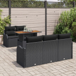 vidaXL Aia Diivanikomplekt padjaga 6 pcs Must pol&uuml;rotang