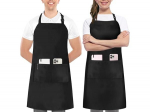 Kaheosalised unisex grillip&otilde;lled taskutega, mustad, pol&uuml;ester