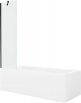 Mexen Cubik ristk&uuml;likukujuline vann 150 x 70 cm koos korpuse ja 1-ukselise paravanniga 50 cm, l&auml;bipaistev, must, Mexen Cubik stačiakampė vonia 150 x 70 cm su apdaila ir vienos dalies 50 cm &scaron;irma, skaidri, juoda - 550315070X9505000070