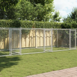 vidaXL koeraaedik, ustega, hall, 8 x 2 x 1,5 m, tsingitud teras