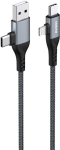 Dudao L20 Pro 4in1 Usb-a/usb-c kuni Lightning/usb-c kaabel, 1.5m, must
