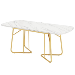 Pikendatav s&ouml;&ouml;gilaud marmormustriga, kuldsed metalljalad, 140/180 x 80 cm, 4&ndash;6 inimesele