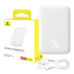 Akupank Powerbank - BASEUS - Magnetiline - 6000 mAh - 20W - Valge
