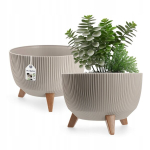 Lillepott jalgadel sisemahutiga KADAX, 29 cm, liivakarva