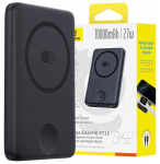 Akupank V&otilde;imupank Baseus EnerFill FT11 10000mAh 27W MagSafe, Apple Watch ja nutitelefonide jaoks USB-C kaabliga 20V/3A 30 cm must, Powerbank Baseus EnerFill FT11 10000mAh 27W MagSafe, do Apple Watch i smartfon&oacute;w z kablem USB-C 20V/3A 30 cm czarny