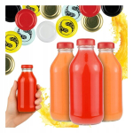 5x 330ml klaaspudelit mahlade, siirupite, isetehtud toodete jaoks kaanega