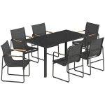 Aiam&ouml;&ouml;bli komplekt laud ja 6 tooli 150x80 cm, must