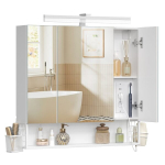 Peegelkapp, 3 peegliga ust, 80x16,5x75 cm, valge, valgustusega