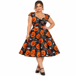 Halloweeni kleit naistele Saitdress, k&otilde;rvitsamuster, must/oranž