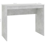 vidaXL kirjutuslaud, betoonhall, 90 x 40 x 72 cm, puitlaastplaat