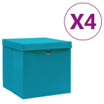 vidaXL hoiukastid kaanega 4 tk, 28 x 28 x 28 cm, helesinine