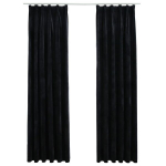 vidaXL pimendavad kardinad 2 tk konksud, samet, must, 140x175 cm