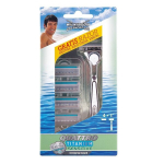 Komplekt Wilkinson Sword Quattro Titanium Sensitive: raseerija, 1 tk + raseerimispead, 4 tk.
