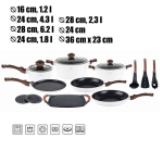 Kivimassist kastrulite komplekt, 15-osaline