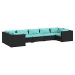 vidaXL 7-osaline aiam&ouml;&ouml;blikomplekt patjadega, pol&uuml;rotang, must