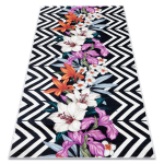 ANDRE 2300 pestav vaip lilled zigzag libisemisvastane - must / valge